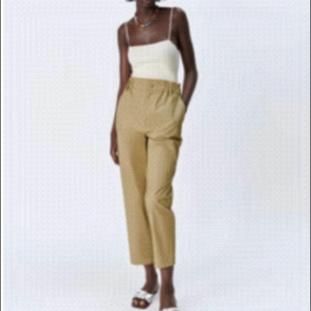 *Poplin paperbag pants light khaki (0033)